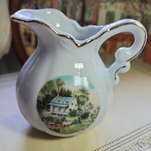 Vintage Currier & Ives Royalcrown Numbered 44/755 'SUMMER' Scene Pitcher Creamer